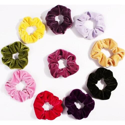 Vintange Velvet Hair Scrunchie Elastic Hair Bands Solid Color Headwear Ponytail Holde Ties Rope Hair Accessories Head Dress