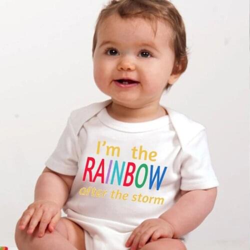 I'm the Rainbow after the Storm Letter Printed Baby Bodysuit Newborn Baby Costume Short Sleeve Boys Baby Girls Rainbow Clothing