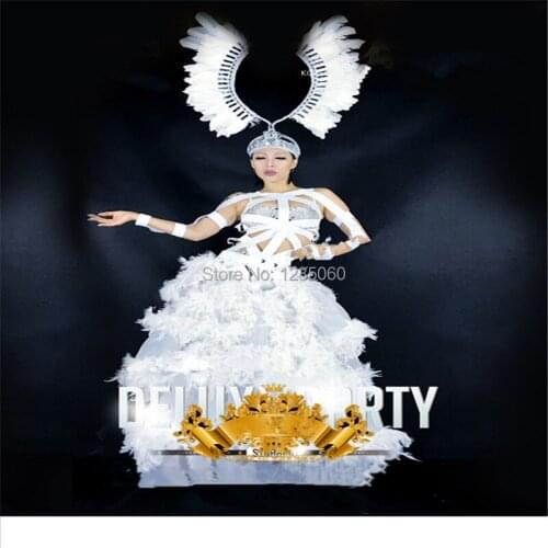 Ballroom dancer women dresses stage catwalks bar clothes club show party wears long skirt singer models dress wedding decoration