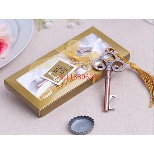 100pcs/lot DHL Fedex Free Shipping New Antique Victorian key Shape Bottle Opener Wedding Favors Guest Gift