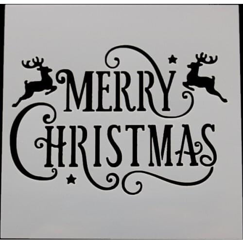 13*13 Merry Christmas pvc Layering Stencils for DIY Scrapbooking/photo album Decorative Embossing DIY Paper Cards Crafts