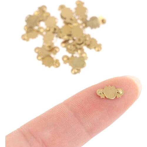 20pcs 1/12 Hardware Golden Metal Drawer Handle Pulls Toys Dollhouse Miniatur Furniture for Children Kids Doll House Accessories