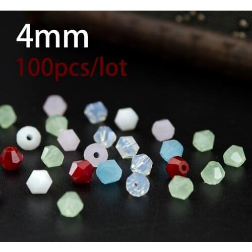 2017 New Arrival 100pcs 4MM Rhombus Glass Beads Transparent , DIY Handmade Beads for DIY Apparel Sewing