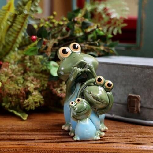 3 Pieces/set) Ceramic Frogs Family Home Garden Decoration