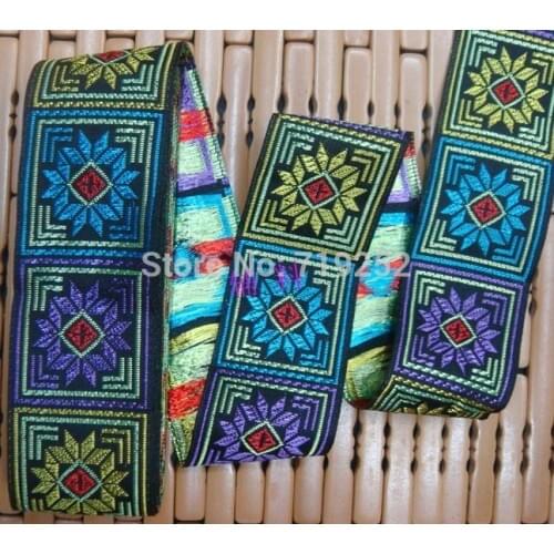 4cm 40mm 1-5/8' Blocks Square Curtain Decoration Rhombus Trim National Jacquard Ribbon Woven Embroidery Webbing Costume Laciness