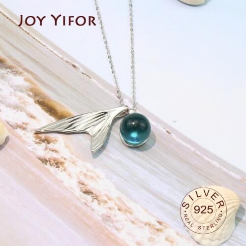 925 sterling silver necklace ladies elegant chain necklace fashion fish tail moonstone sterling silver jewelry round r necklace