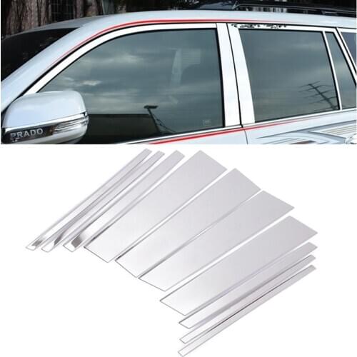 Car Styling Stainless Steel Center Pillars B + C Pillar Window Pillar Trims 10Pcs/set For Toyota Prado FJ150 2010-2016