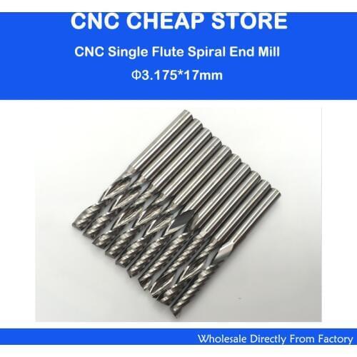 Free shipping 10 pcs Carbide endmill single flute spiral CNC router bits 3.175 x 17mm