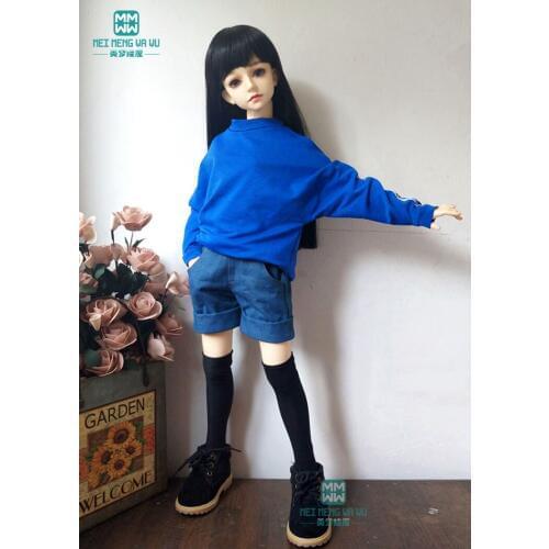 BJD doll clothes fits 1/3 BJD SD doll blue sweatshirt and denim shorts