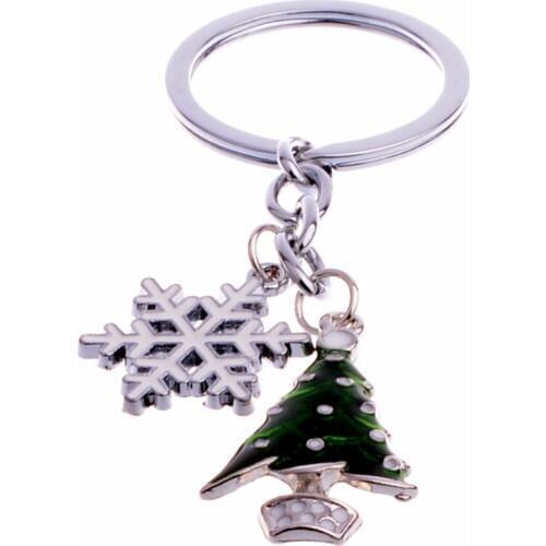 Bespmosp 12PC/Lot The Christmas tree Snowflake Pendant Keychain Keyring Keyfob Xmas Charm Jewelry Women Friends Family Gifts