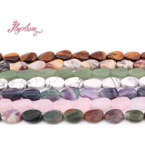 13x18mm Natural Fluorite Quartz Rhodonite Agates Oval Twist Stone Beads For DIY Necklace Jewelry Making Loose 15" Free Shipping