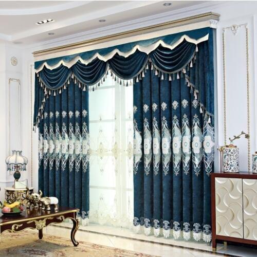 European Schneider Embroidery Shade Curtains for Living Dining Room Bedroom