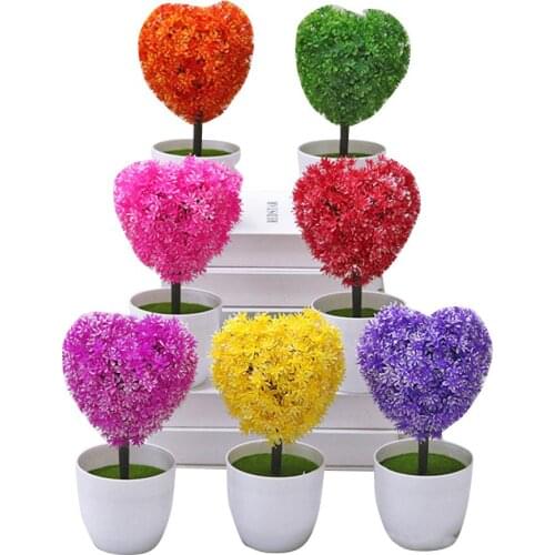 Artificial Plants Bonsai Simulation Tree Desktop Pot Decorative Indoor Home Heart Shape Table Decoration