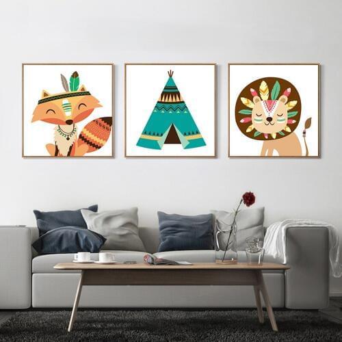 Cartoon Animals Owls Modern Art Print Canvas Painting for Living Room Wall Art Pictures Gift Kids Room Home Decoration Unframed