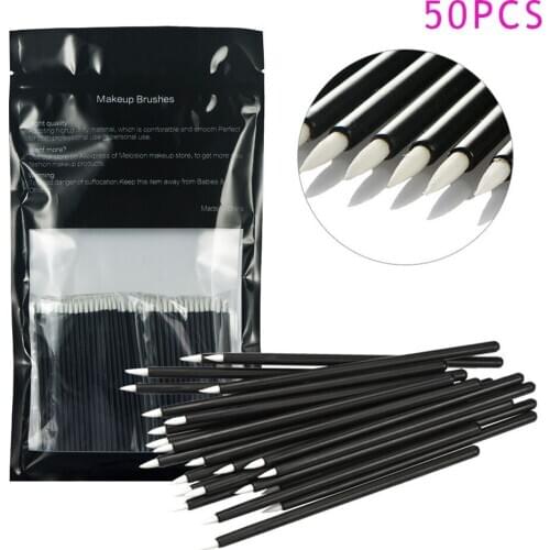 Dropshipping 50 Pcs/Set Eyeliner Liquid Brush Disposable Fibre Plastic Handle Lipbrush Eye Lip Makeup Brushes Cosmetic Tool
