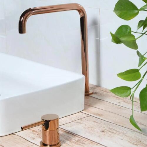 Brass hot and cold bathroom super long pipe two holes basin faucet bathroom faucet sink tap 360 rotating widespread basin