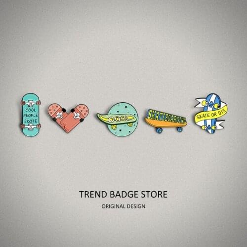 Alphabet skateboard Pins metal for Backpack, swing your youth Brooches for womens Clothing, trend sports skateboard Badge