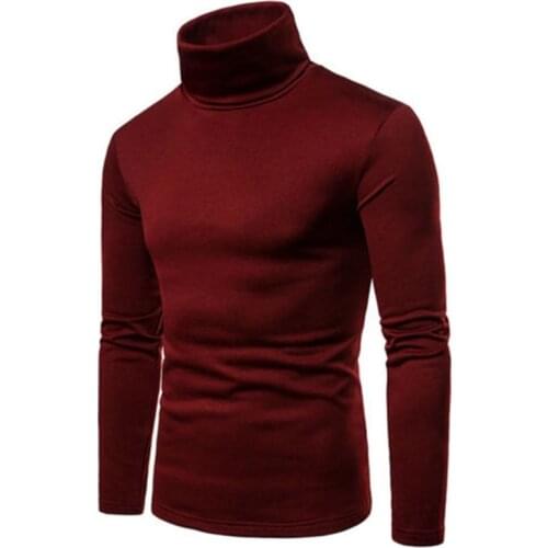 Mens Solid Thermal Cotton Turtle Neck Turtleneck Sweaters Stretch T-Shirt Tops High Collar Skivvy Turtle Neck Slim Fit Top