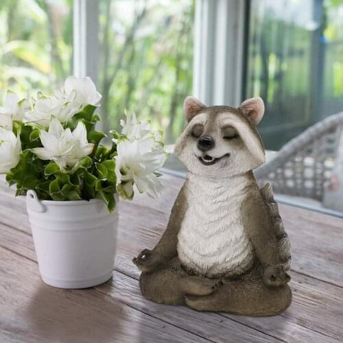 Nacome Meditating Zen Yoga Animals Figurine for Home Garden Statue Decor Indoor Outdoor Jardin Raccon Sculpture For Desk