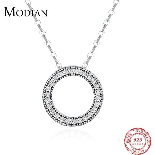 Modian Romantic Real 925 Sterling Silver Fashion Round Hearts Necklace For Women Fantastic Life Wedding Necklaces Jewelry Gift