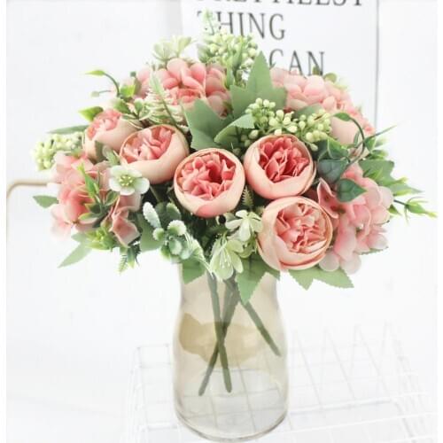 Rose artificial flower high quality peony bouquet silk artificial flower autumn decoration DIY home garden wedding decoration