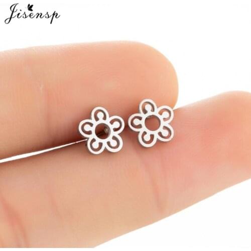 Jisensp Bohemian Fashion Stainless Steel Earring Small Flower Earrings Vintage Jewelry for Women Korea Valentines Day Gift