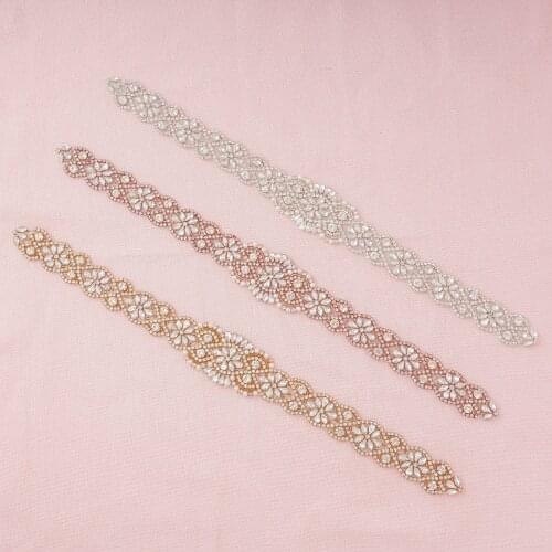 Wedding Dress Universal Applique Rhinestone Barcode Bridal Belt Dress Accessories Hand-sewn Rhinestone Adhesive Patch
