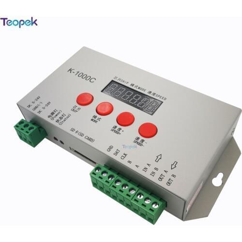 LED Pixels Program Controller K-1000C (T-1000S Updated) DC5V-24V For WS2812B WS2811 APA102 SK6812 2801 LED 2048 Pixels