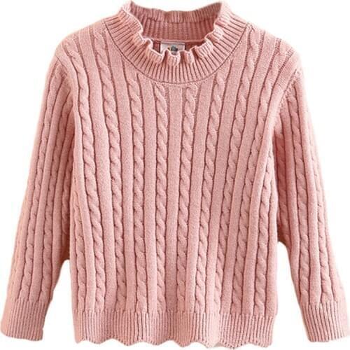 Girls Kids Ruffled Collar Sweater Childrens High-Neck Knitted Sweaters Clothes for Girls Tops Winter Baby Girl Clothes 2-10Y