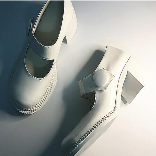 Genuine Cow Leather Mary Jane Big Square Head Womens Shoes Retro Literary School High Heel Sandals Harujuku Lolita Summer Wear