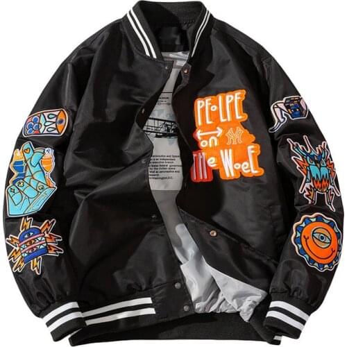 ERENEJIAN Mnes Embroidered Varsity Baseball Jackets Hi Street Hip Hop Baseball Jacket Outerwear With Embroidery Streetwear