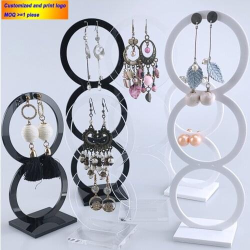Customized Acrylic Round Earring Display Stand Earring Holder Jewelry Organizer Earring Case