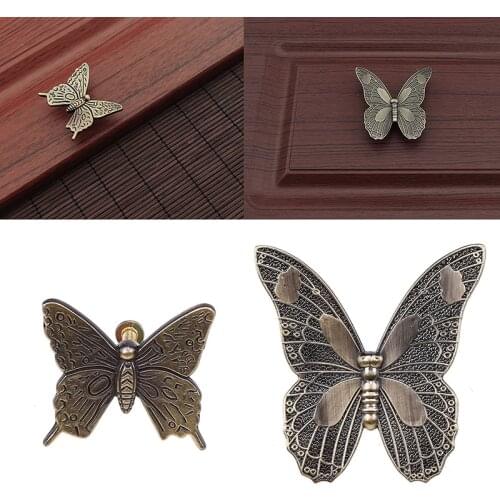1PC Butterfly Cabinet Pull Antique Bronze Hasp Latch Jewelry Wooden Box Lock Cabinet Buckle Case Lock Handle Hardware Tool