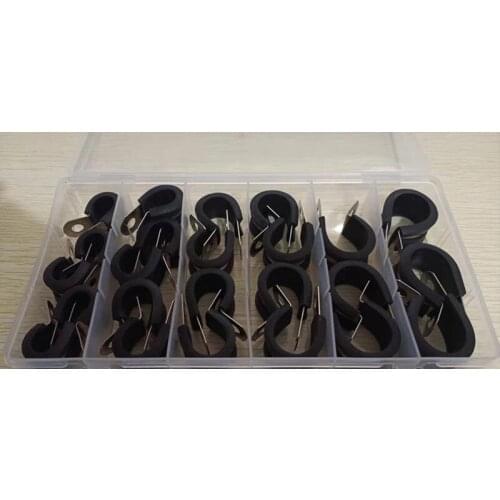24Pcs 304 stainless steel Rubber Cushion Pipe Clamps Insulated Clamp Assortment Kit (10mm - 20mm) Cable Clamp Pipe C