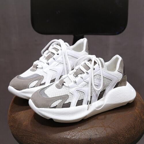 Llogai Stylish Four Seasons Running Shoes Flats Women High Quality White Sneakers Lace-Up Lightweight Breathable Walking Shoes