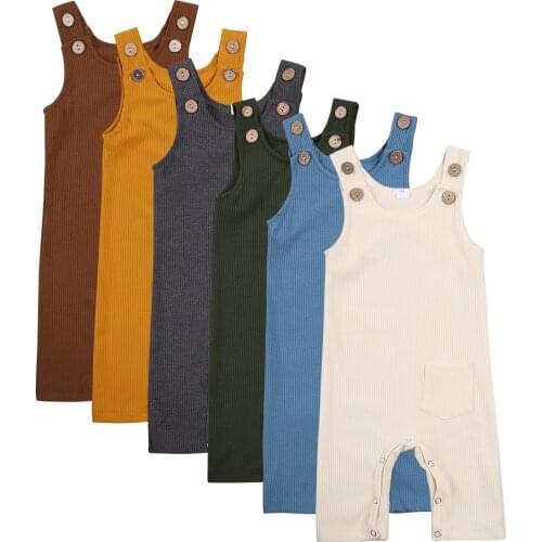 Newborn Baby Sleeveless Solid Color Romper Jumpsuit Fashion Romper Jumpsuit for Kids Boys Girls