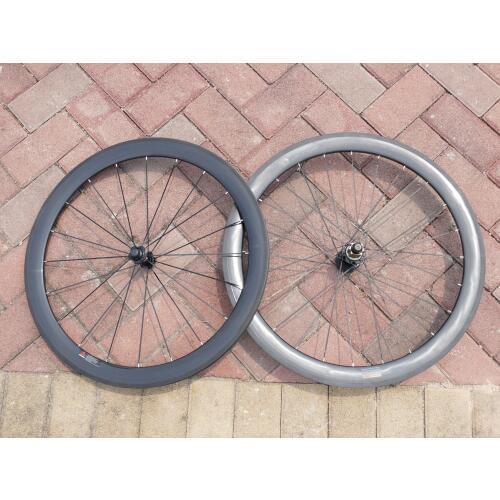 1 Pair : 3K UD Full Carbon Fiber Matt Glossy Road Bike Tubular Wheelset 50mm - 25mm Width Rim Bicycle Wheelset Basalt Brake Side