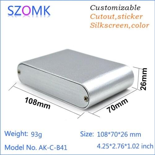 1 pc, silvery aluminum extruded project box enclosure case 26*108*70mm gps tracker enclosure cabinet instrument enclosure box
