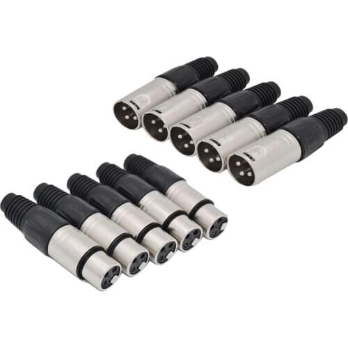 10Pcs 3 Pin XLR Solder Type Connector 5 Male + 5 Female Plug Cable Connector Microphone o Socket