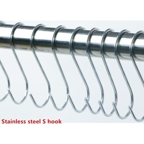 10pcs/Bag Stainless Steel S Shaped Hooks Solid Simple Hanging Hooks For Kitchen Bathroom Storage Holders Organizer