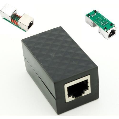 1x Lightning Arrester RJ45 Female to Female Jack Extension Adapter Ethernet Surge Protector Network Protect Device Black