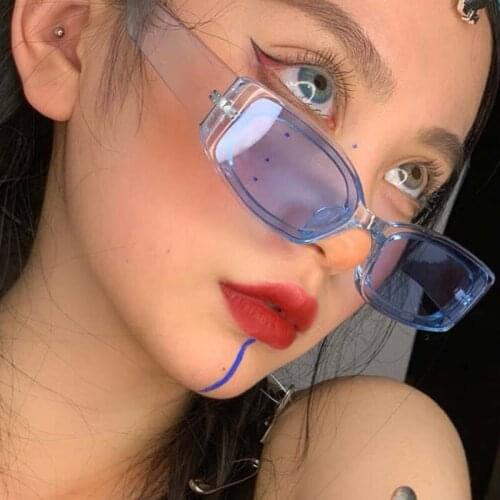 2021 New Fashion Small Square Frame Light Purple Sunglasses Fashion Fishing UV400 Candy Color Rectangle Transparent Ocean Piece