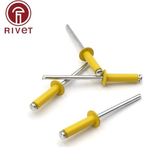 4.8x22 4.8x23 4.8x24 4.8x25 4.8x30 5x8 5x9 5x10 5x11 5x12 5x13 5x14mm Yellow Aluminium Steel Opening Blind Rivet Dome Head