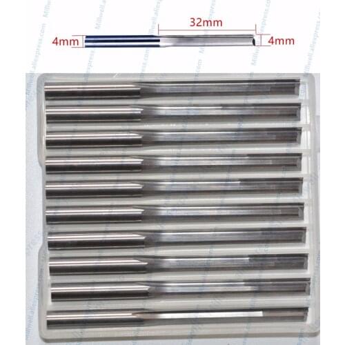 4mm*32mm-10pcs,free shipping cnc solid carbide end mill,woodworking router bit,wood tool,2 flutes straight milling cutter