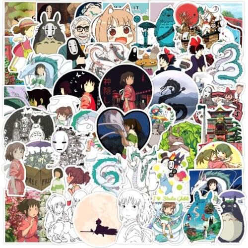 50pcs/pack Spirited Away Japanese anime Stickers For Furniture Wall Desk DIY Chair Toy Computer TV Guitar Motorcycle Etc