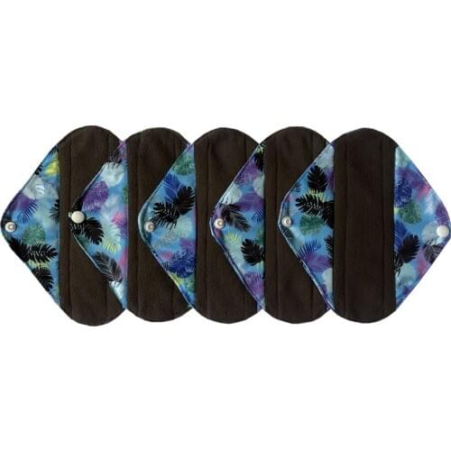 MUMBABY 5 Pieces 8 Inch (20.5cm) Bamboo Mama Cloth/ Menstrual Pads/Sanitary Pad/Panty Liner