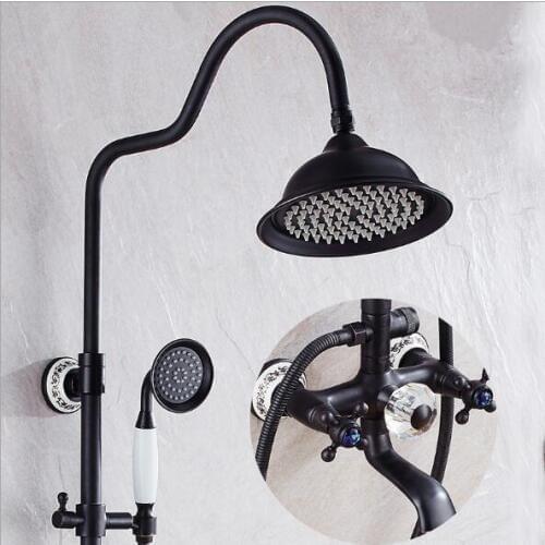 Free Shipping Luxury Bathroom Rainfall Shower Faucet Set Antique Bath & Shower Faucet BathTub Mixer Hand Shower Bath Faucet