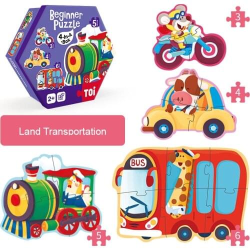 Childrens education animal traffic figures paper puzzle beautiful gift series learning toys for children puzzle box