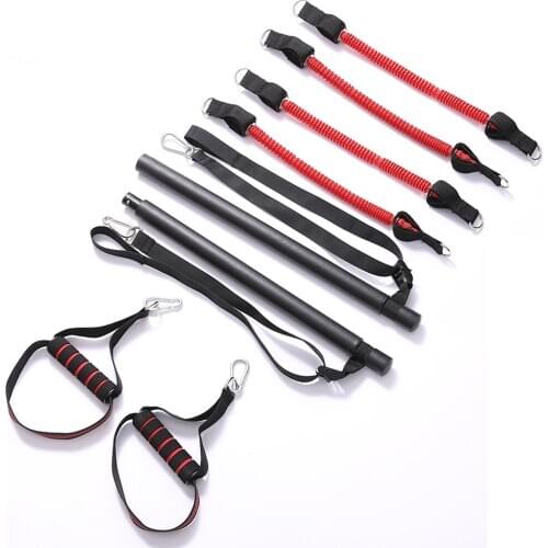 Fitness Yoga Pilates Stretch Rope Resistance Bands Leg Arm Strength Muscle Training Bar Set