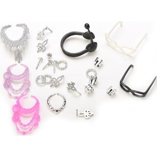 Hot Sale Bowknot Crown Accessory Dolls Kids Gift Handmade Fashion Jewelry Earring + Necklace Accessories For Doll Set